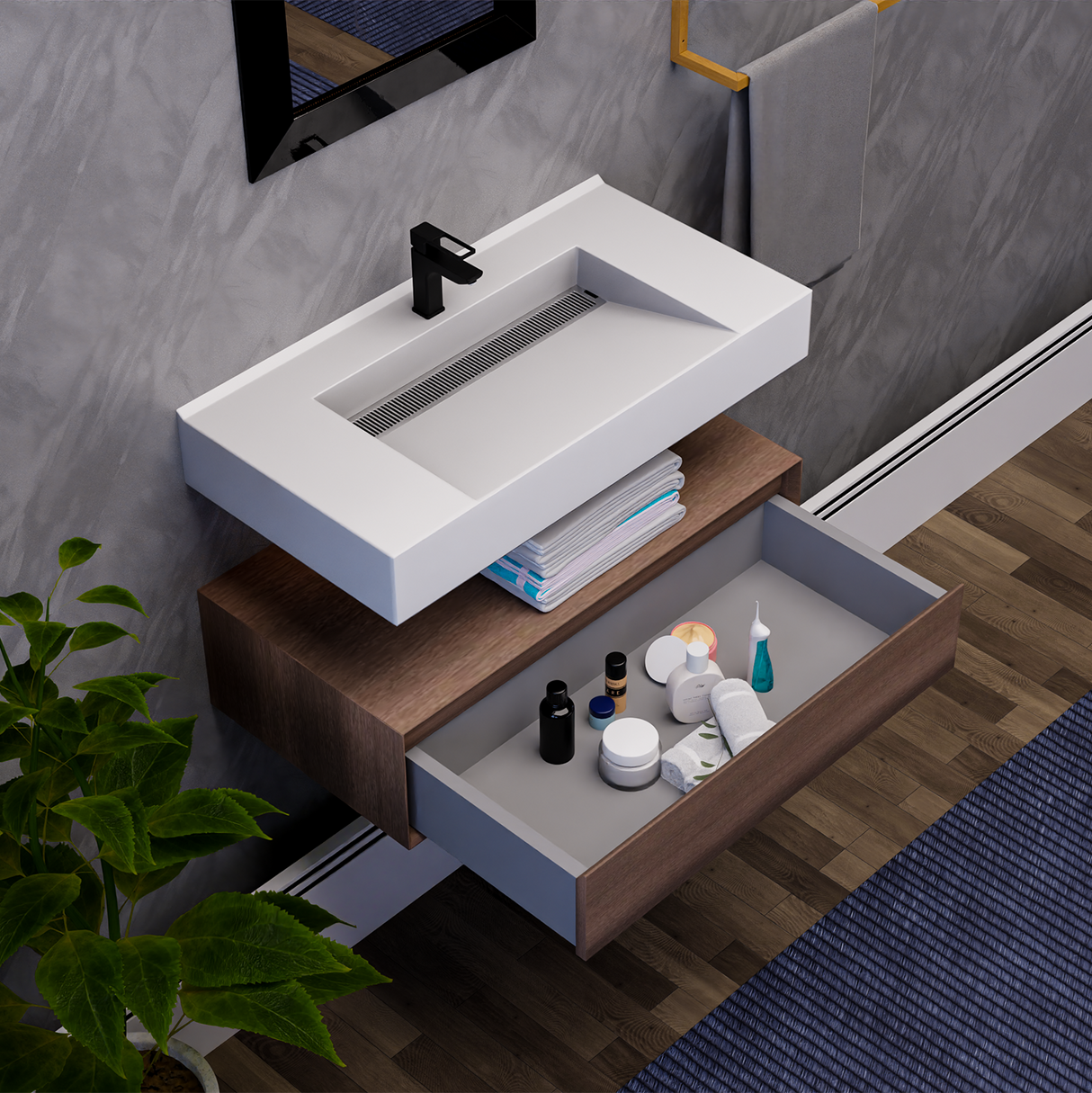 Alysa 36" Floating Bathroom Vanity Set with FLX16 Acrylic Sink