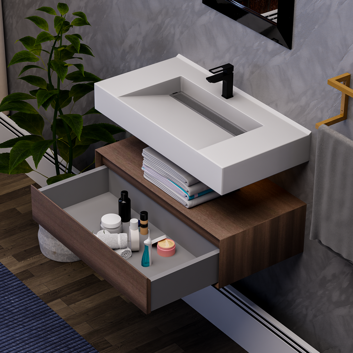 Alysa 36" Floating Bathroom Vanity Set with FLX16 Acrylic Sink