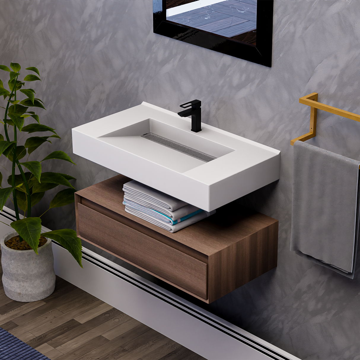 Alysa 36" Floating Bathroom Vanity Set with FLX16 Acrylic Sink