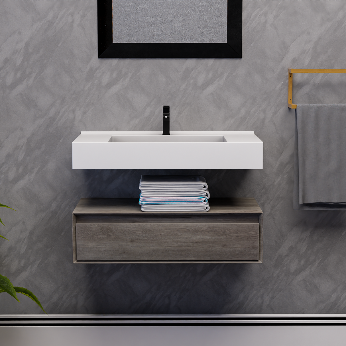 Alysa 36" Floating Bathroom Vanity Set with FLX16 Acrylic Sink