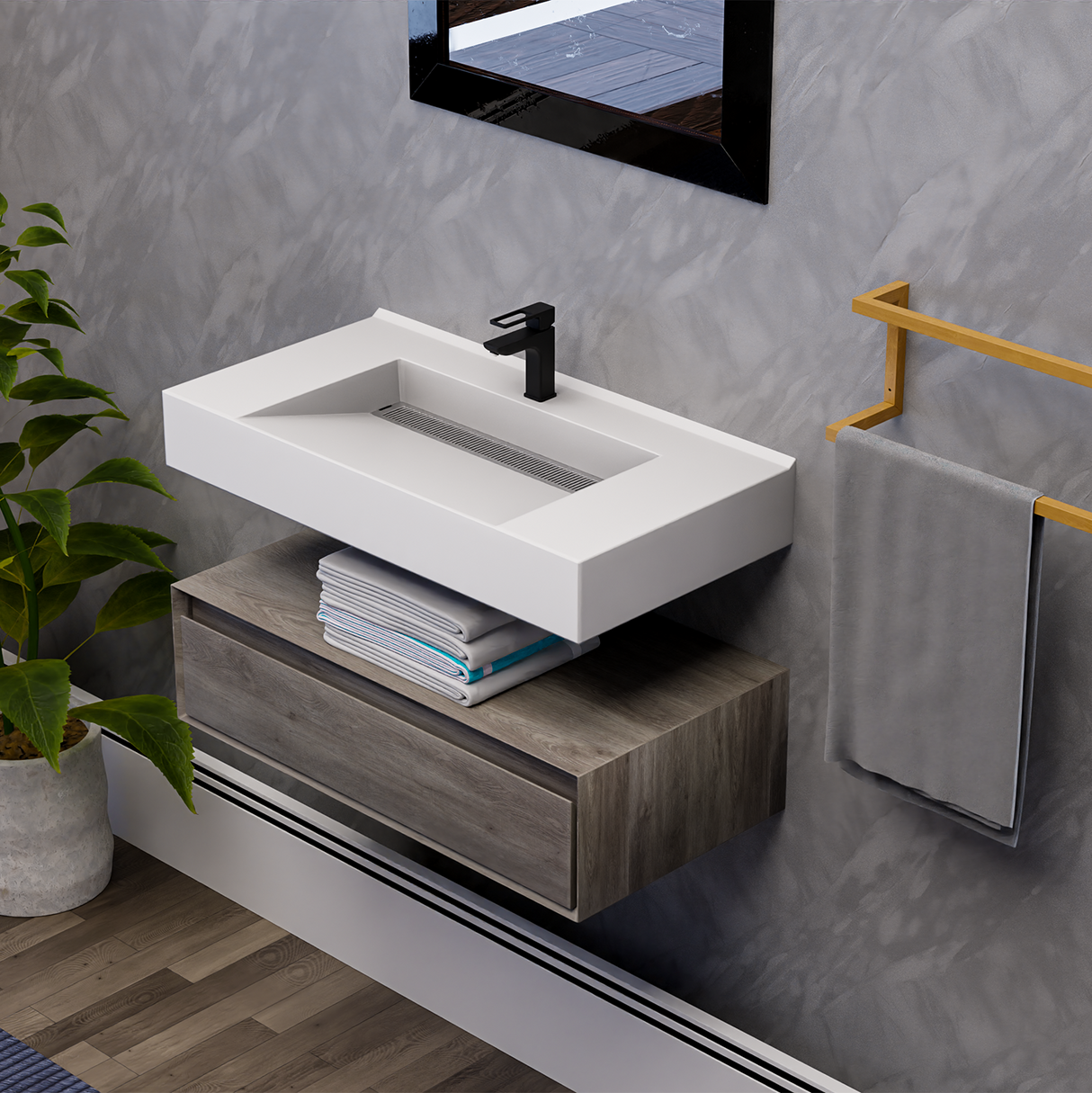 Alysa 36" Floating Bathroom Vanity Set with FLX16 Acrylic Sink