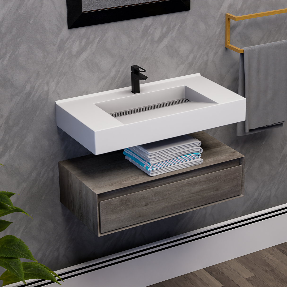 Alysa 36" Floating Bathroom Vanity Set with FLX16 Acrylic Sink