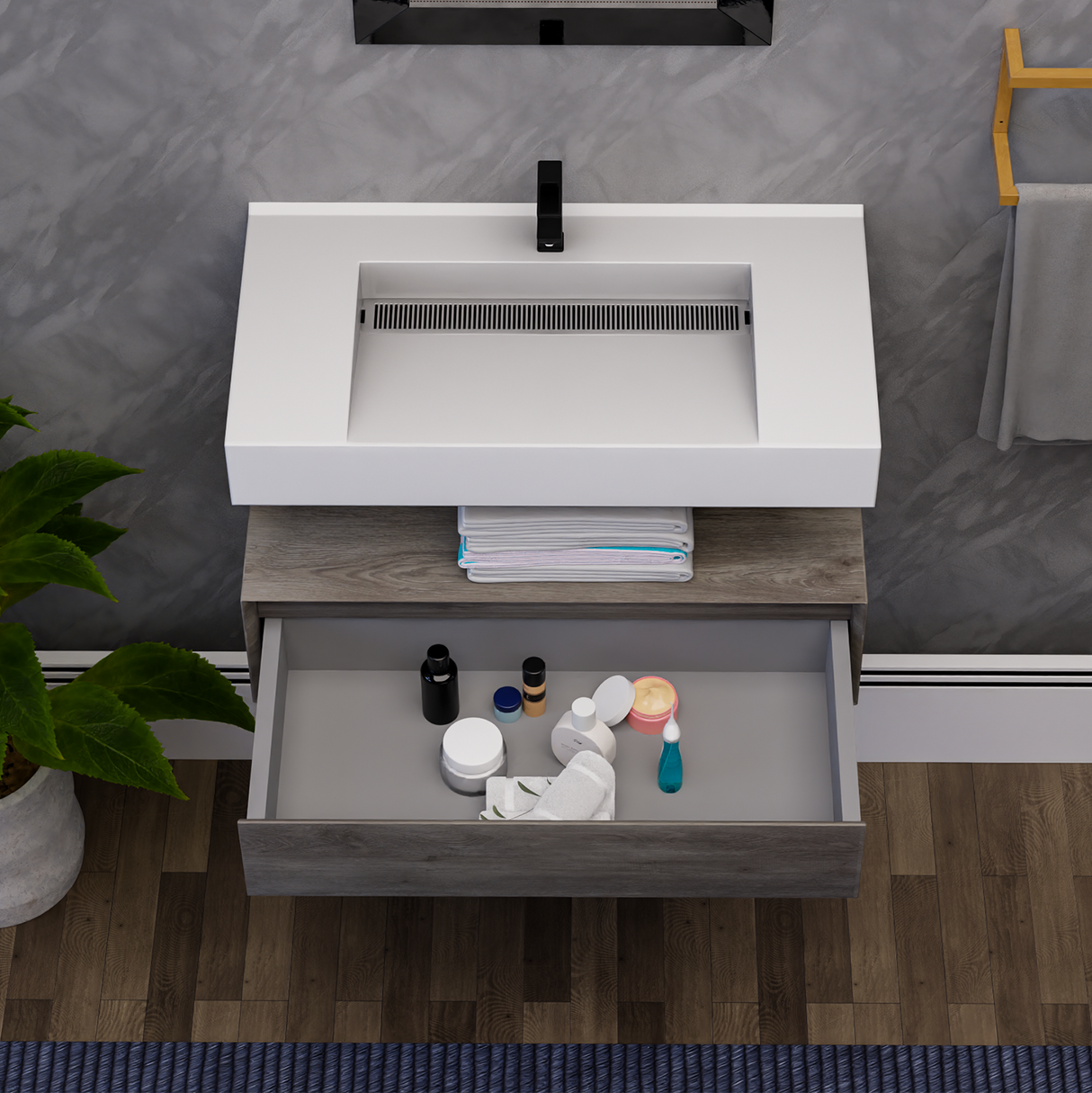 Alysa 36" Floating Bathroom Vanity Set with FLX16 Acrylic Sink