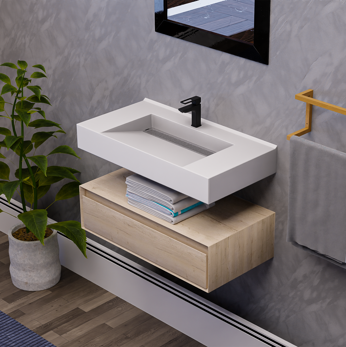 Alysa 36" Floating Bathroom Vanity Set with FLX16 Acrylic Sink