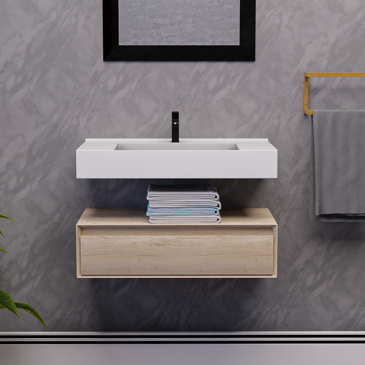 Alysa 36" Floating Bathroom Vanity Set with FLX16 Acrylic Sink