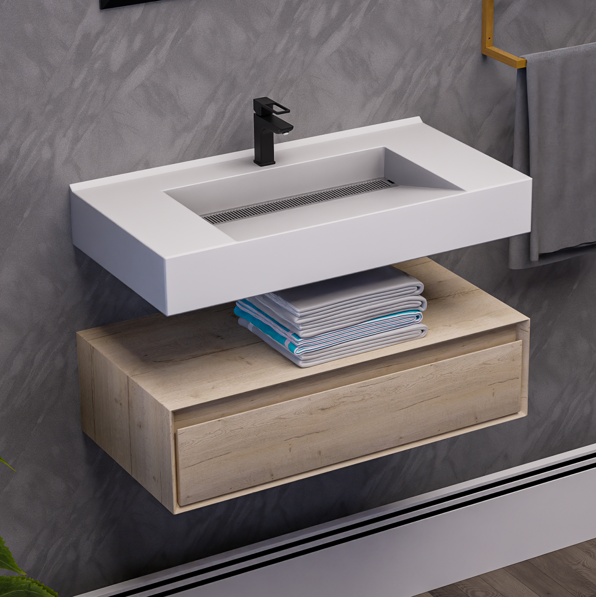 Alysa 36" Floating Bathroom Vanity Set with FLX16 Acrylic Sink