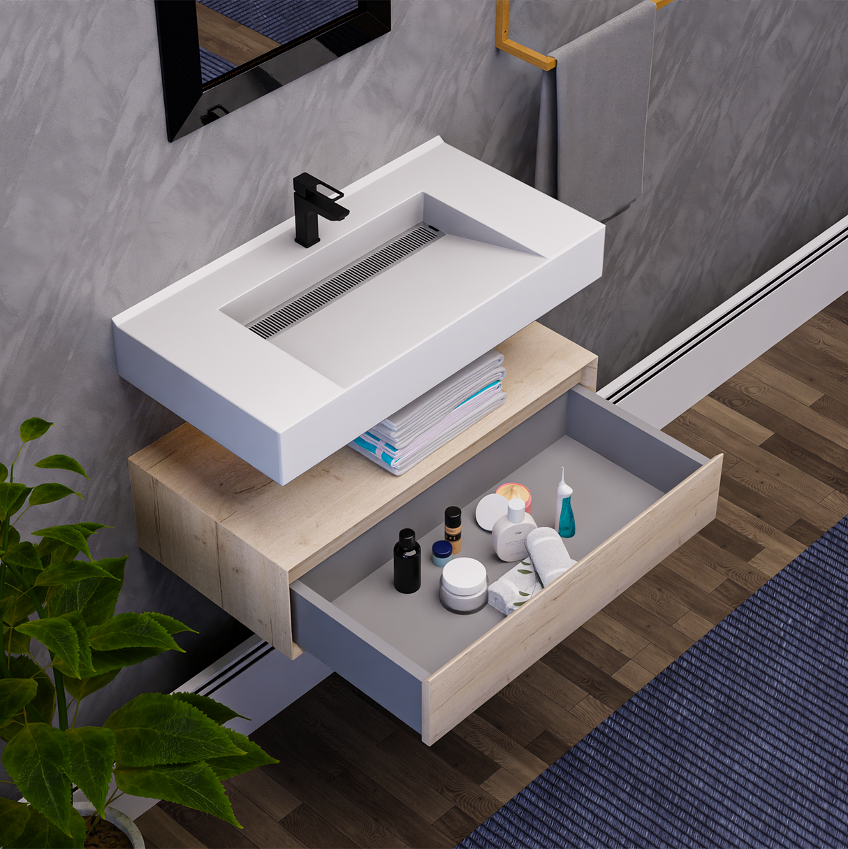 Alysa 36" Floating Bathroom Vanity Set with FLX16 Acrylic Sink