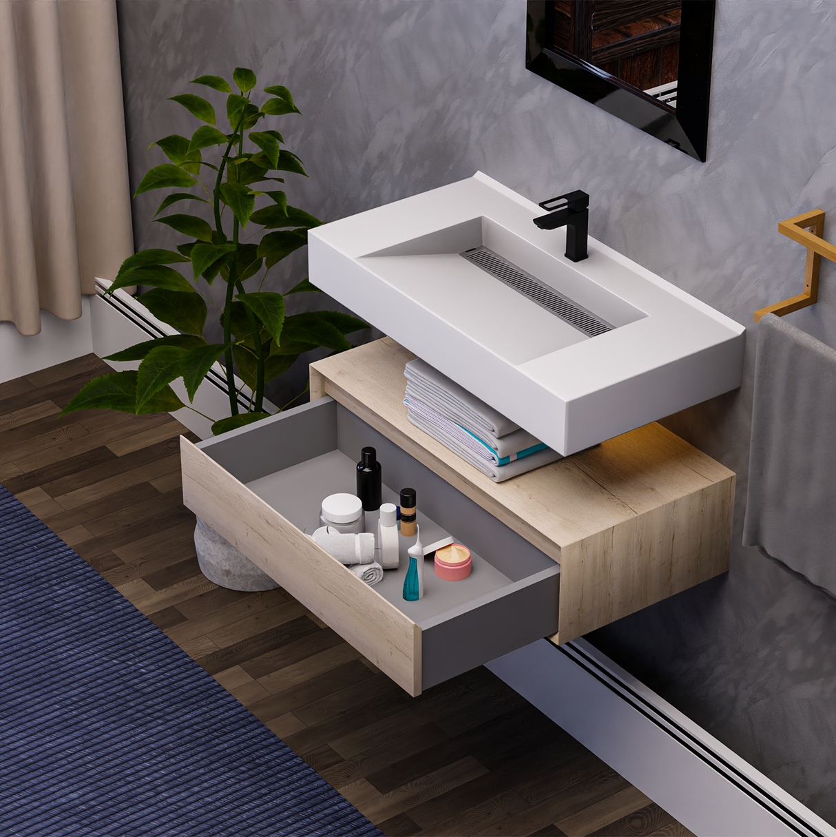 Alysa 36" Floating Bathroom Vanity Set with FLX16 Acrylic Sink