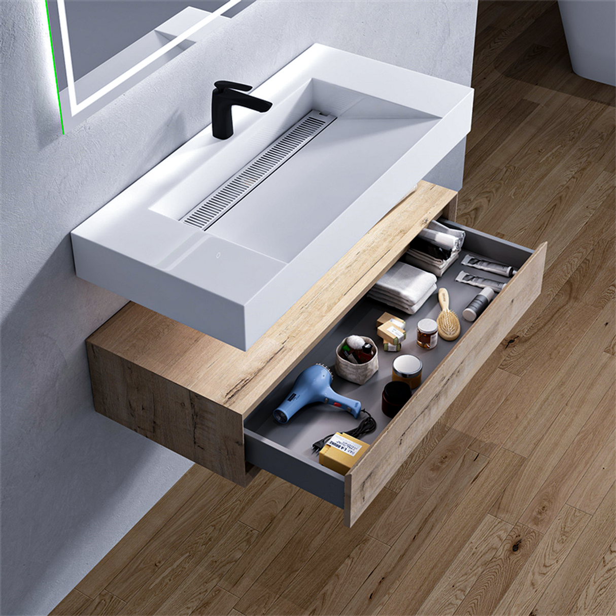 Alysa 42" Floating Bathroom Vanity Set with FLX16 Acrylic Sink