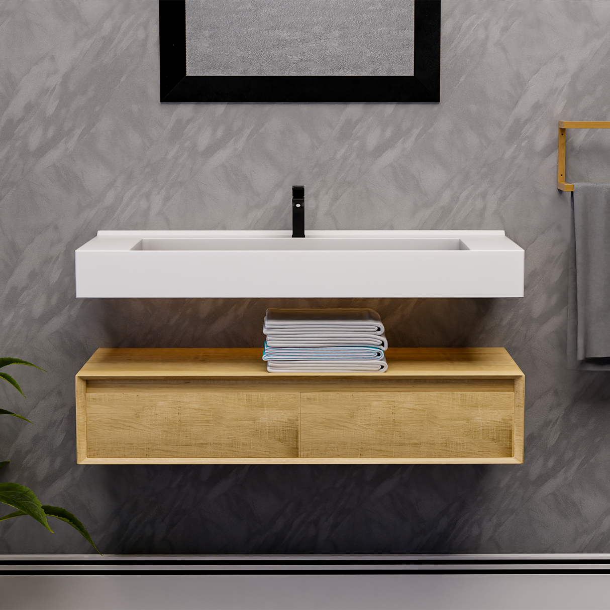 Alysa 48" Floating Bathroom Vanity Set with FLX16 Acrylic Single Sink Top