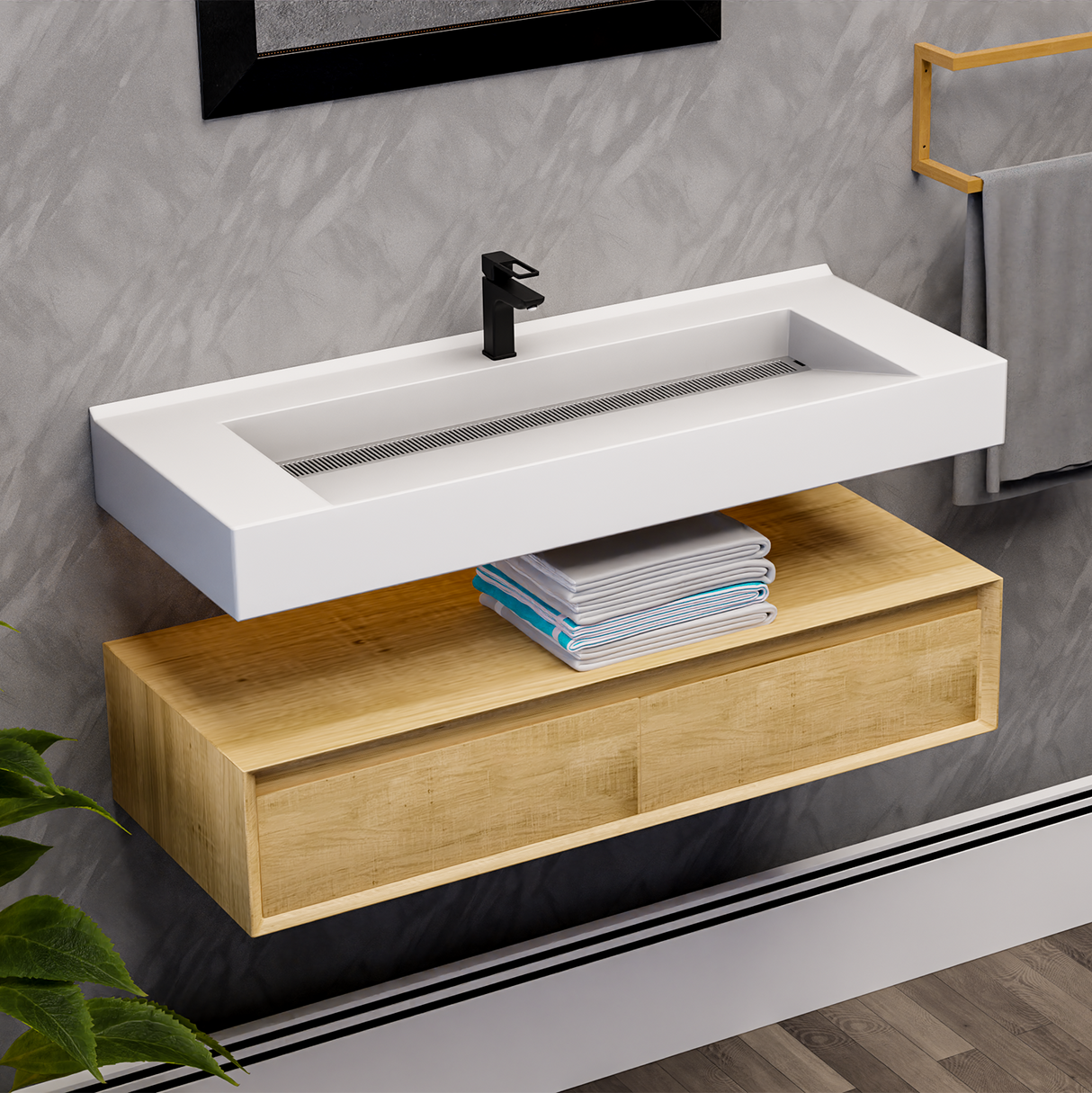 Alysa 48" Floating Bathroom Vanity Set with FLX16 Acrylic Single Sink Top