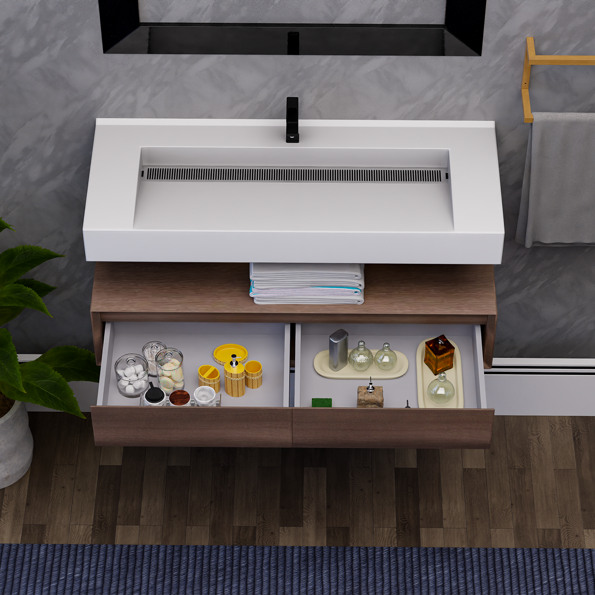 Alysa 48" Floating Bathroom Vanity Set with FLX16 Acrylic Single Sink Top