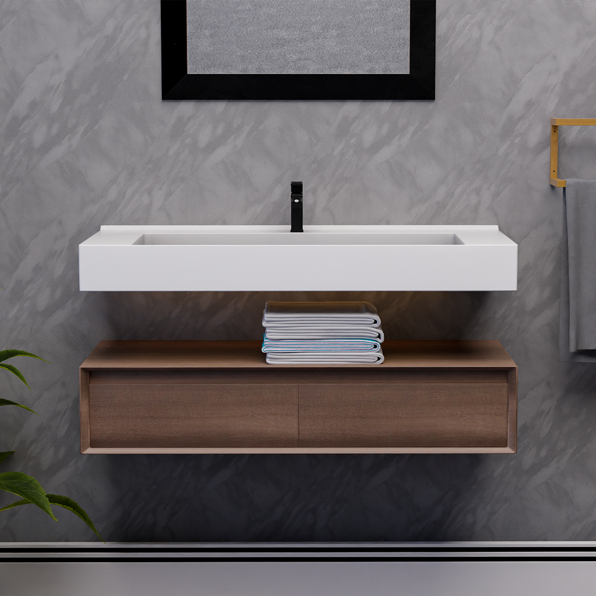 Alysa 48" Floating Bathroom Vanity Set with FLX16 Acrylic Single Sink Top