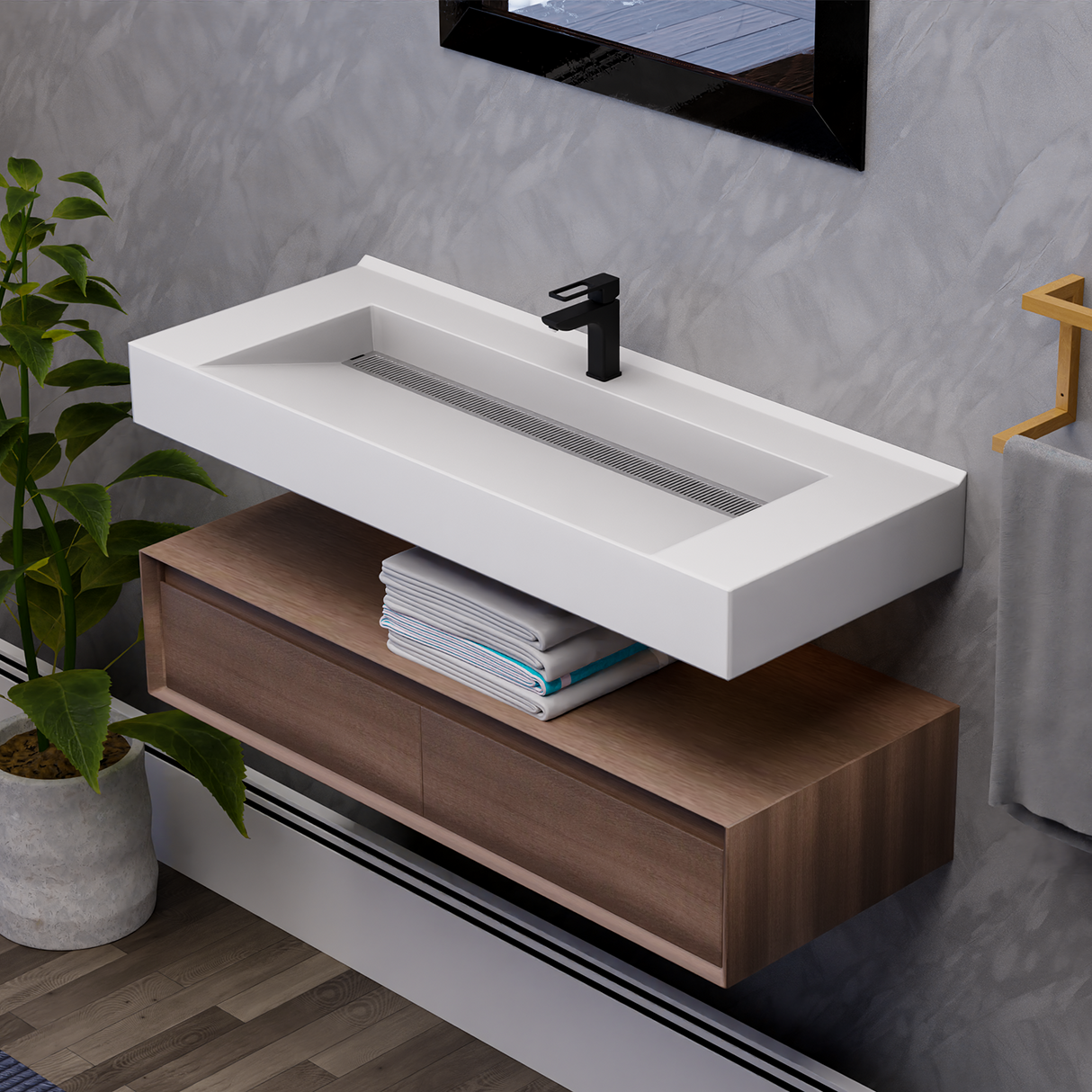 Alysa 48" Floating Bathroom Vanity Set with FLX16 Acrylic Single Sink Top