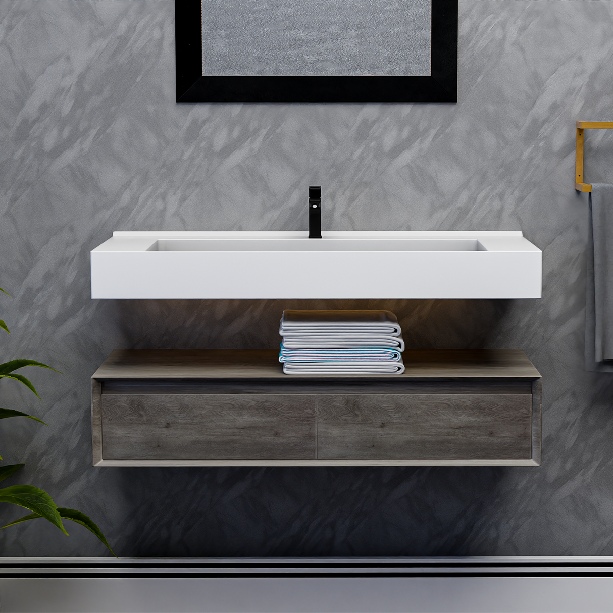 Alysa 48" Floating Bathroom Vanity Set with FLX16 Acrylic Single Sink Top