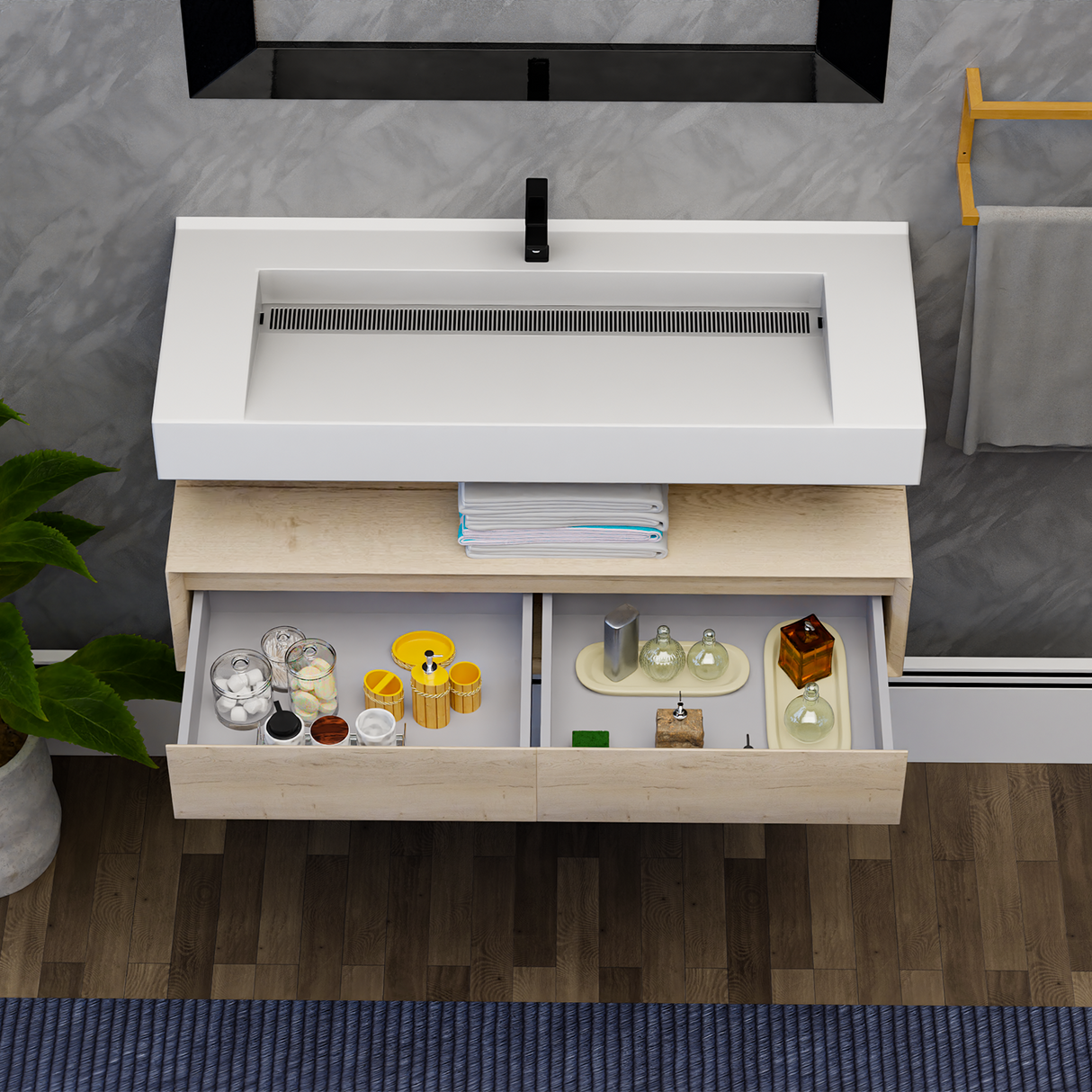 Alysa 48" Floating Bathroom Vanity Set with FLX16 Acrylic Single Sink Top