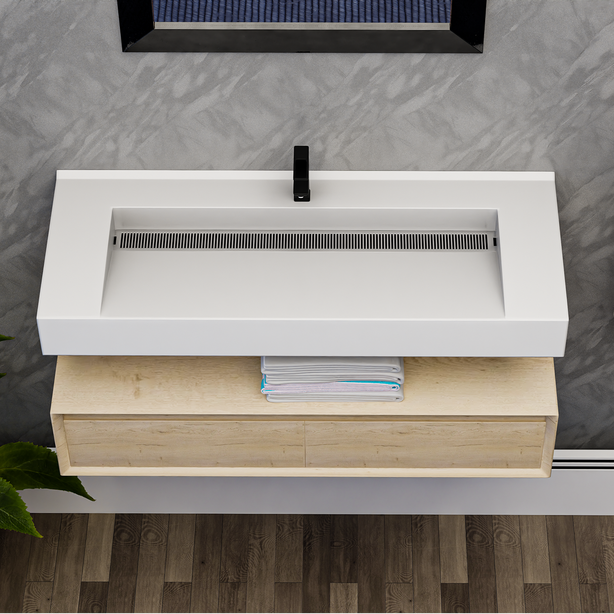 Alysa 48" Floating Bathroom Vanity Set with FLX16 Acrylic Single Sink Top