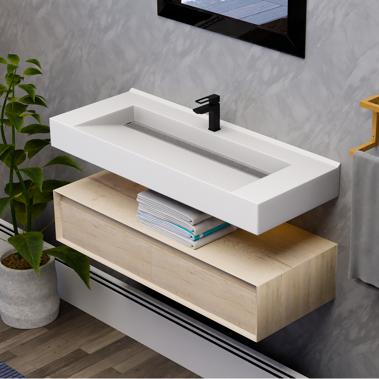 Alysa 48" Floating Bathroom Vanity Set with FLX16 Acrylic Single Sink Top