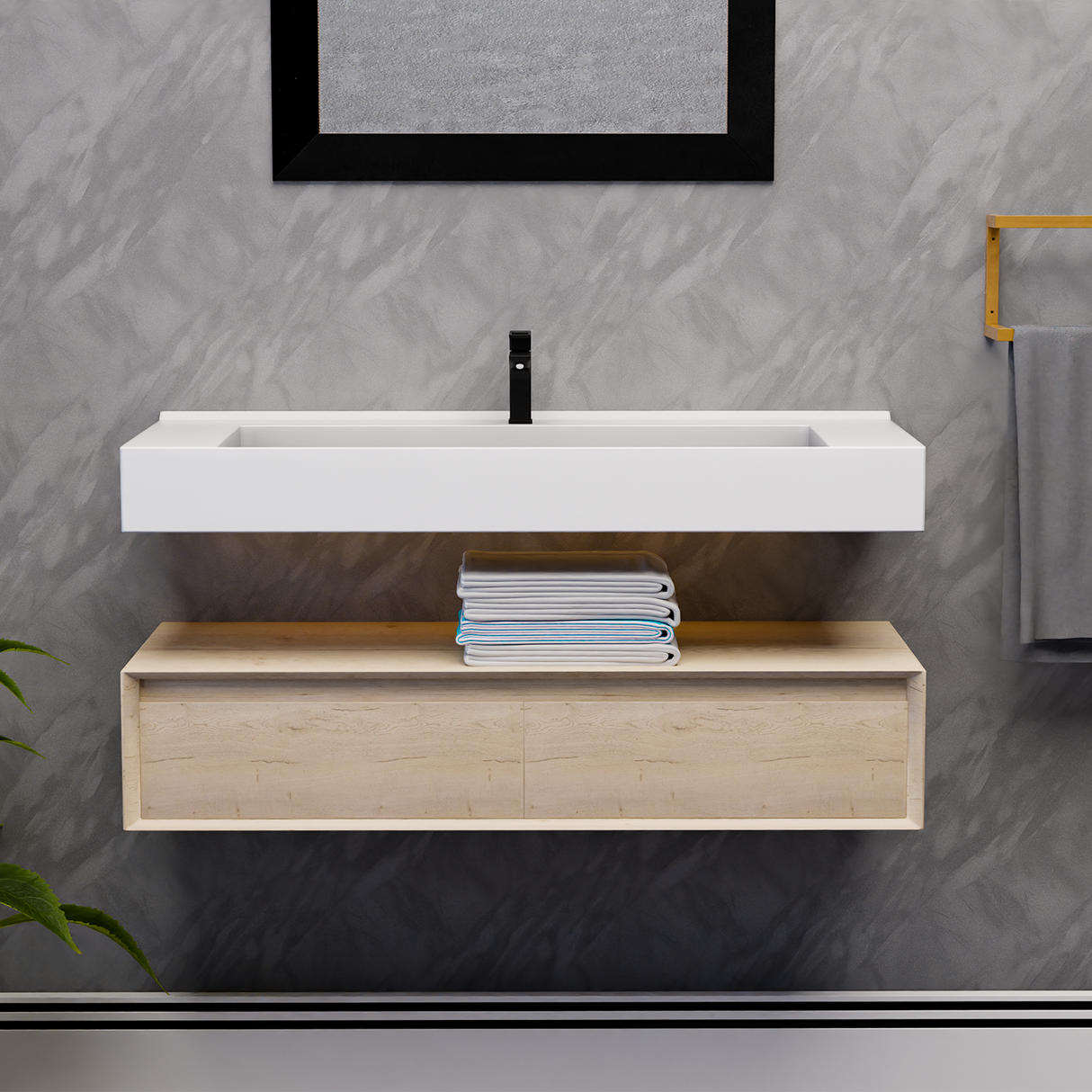 Alysa 48" Floating Bathroom Vanity Set with FLX16 Acrylic Single Sink Top