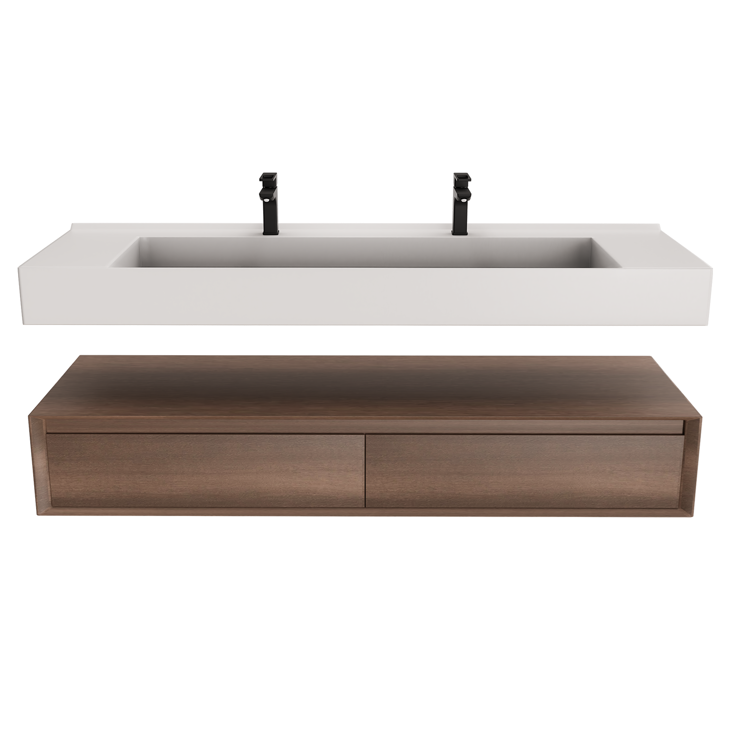 Alysa 60" Floating Bathroom Vanity Set with FLX16 Acrylic Sink/Double Faucet Hole