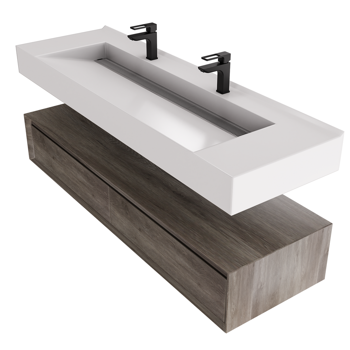 Alysa 60" Floating Bathroom Vanity Set with FLX16 Acrylic Sink/Double Faucet Hole