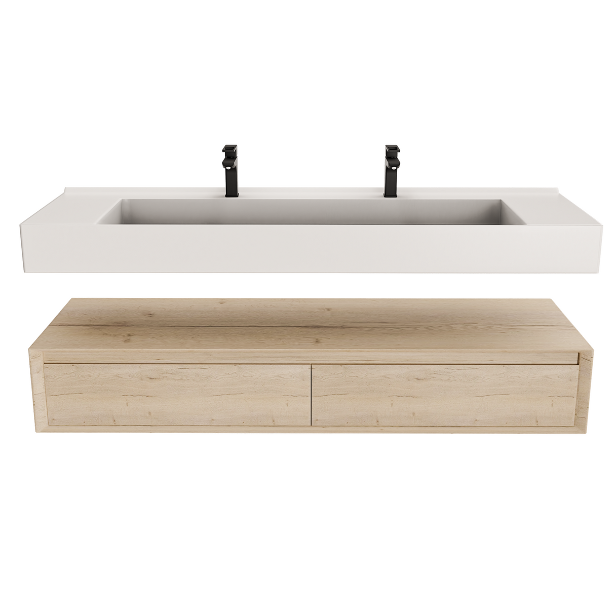 Alysa 60" Floating Bathroom Vanity Set with FLX16 Acrylic Sink/Double Faucet Hole