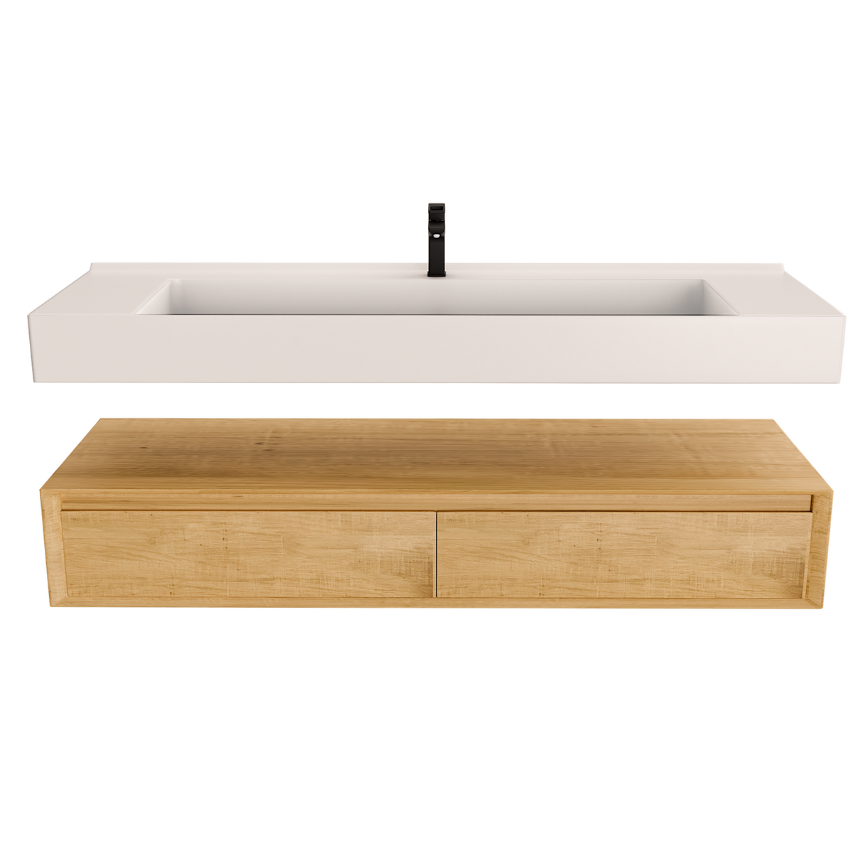 Alysa 60" Floating Bathroom Vanity Set with FLX16 Acrylic Single Sink Top