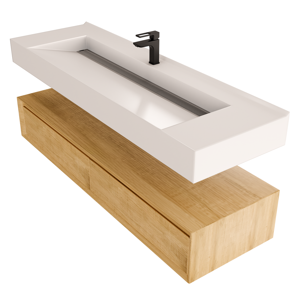 Alysa 60" Floating Bathroom Vanity Set with FLX16 Acrylic Single Sink Top