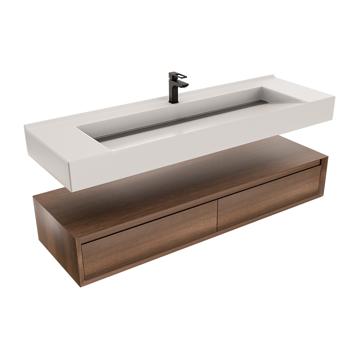 Alysa 60" Floating Bathroom Vanity Set with FLX16 Acrylic Single Sink Top