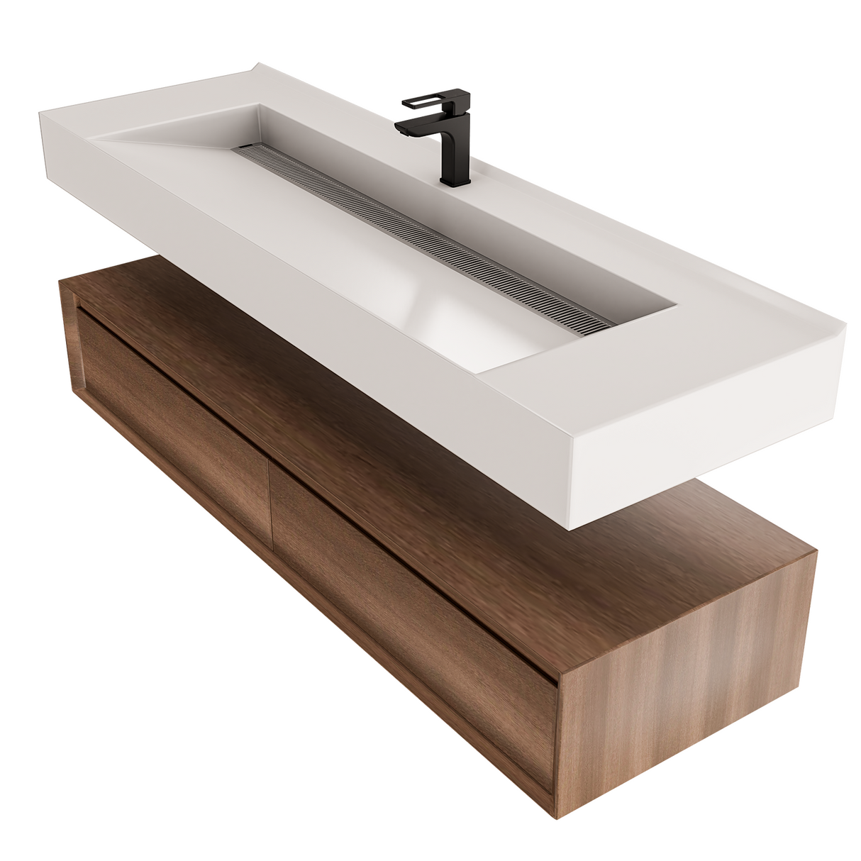 Alysa 60" Floating Bathroom Vanity Set with FLX16 Acrylic Single Sink Top