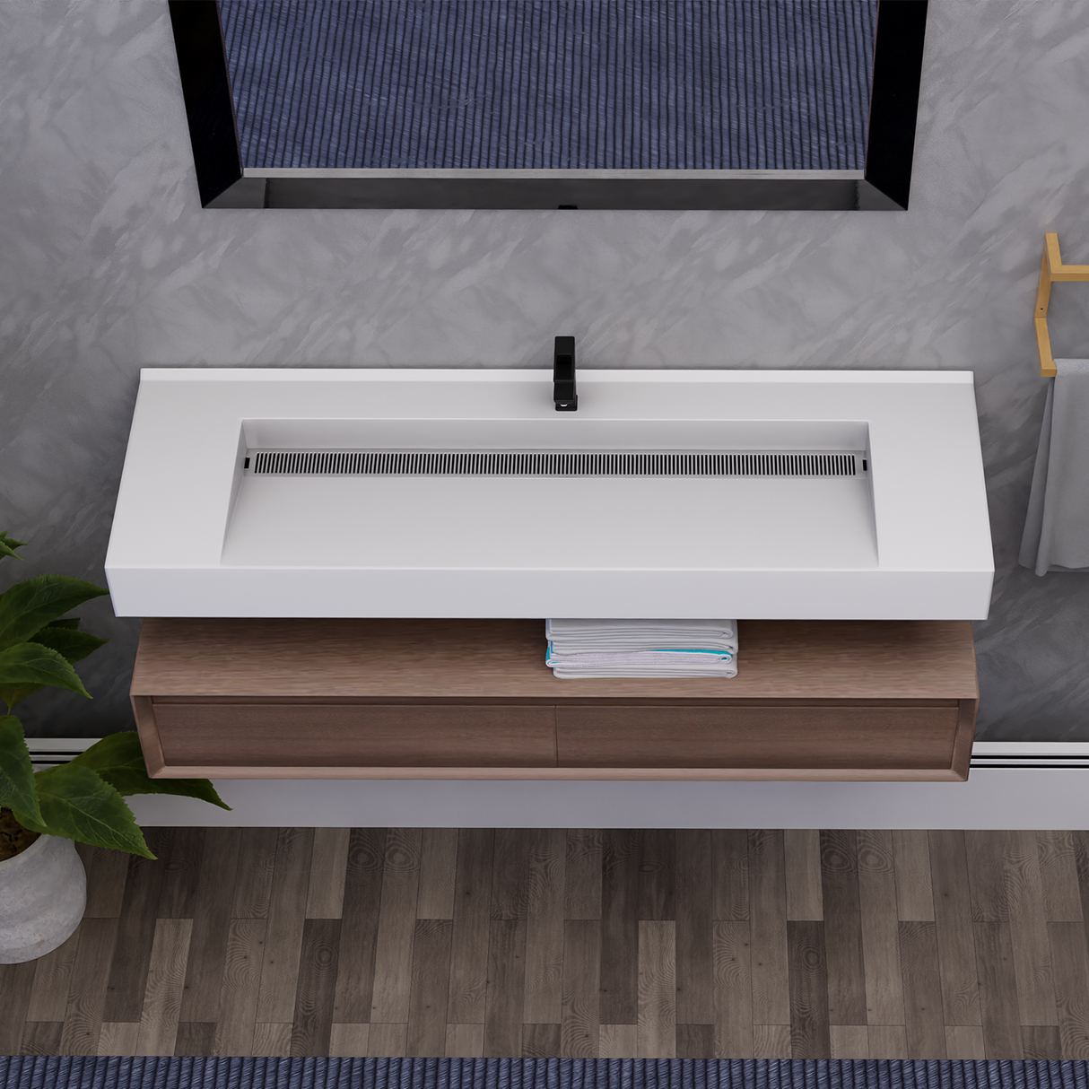 Alysa 60" Floating Bathroom Vanity Set with FLX16 Acrylic Single Sink Top