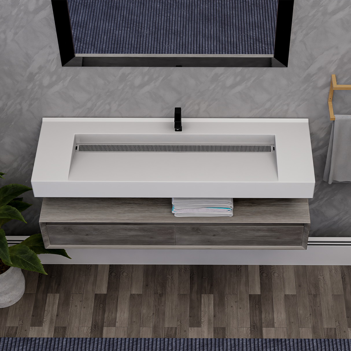 Alysa 60" Floating Bathroom Vanity Set with FLX16 Acrylic Single Sink Top