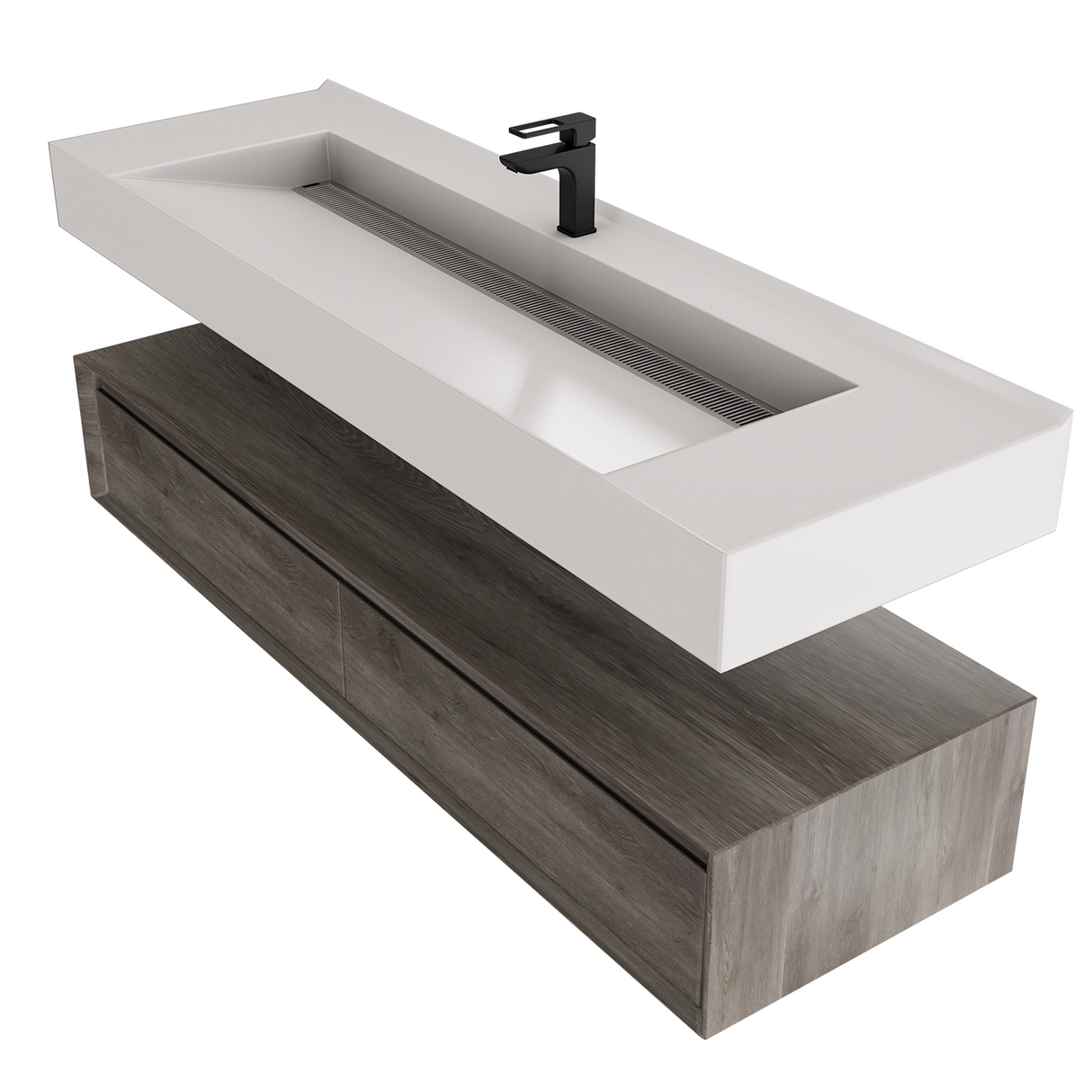 Alysa 60" Floating Bathroom Vanity Set with FLX16 Acrylic Single Sink Top