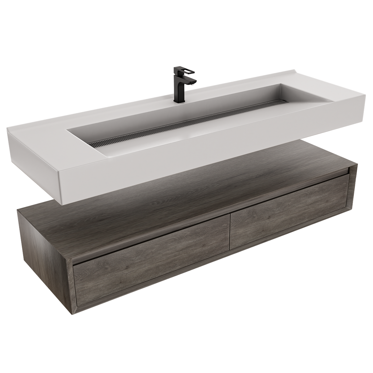 Alysa 60" Floating Bathroom Vanity Set with FLX16 Acrylic Single Sink Top