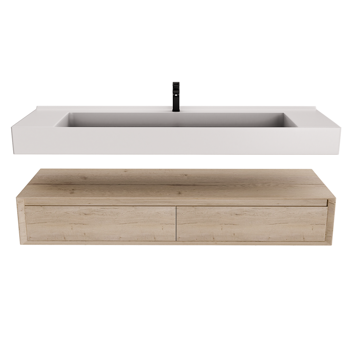 Alysa 60" Floating Bathroom Vanity Set with FLX16 Acrylic Single Sink Top