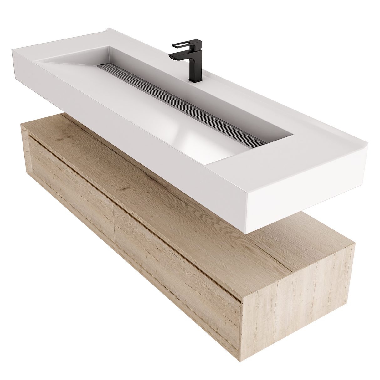 Alysa 60" Floating Bathroom Vanity Set with FLX16 Acrylic Single Sink Top