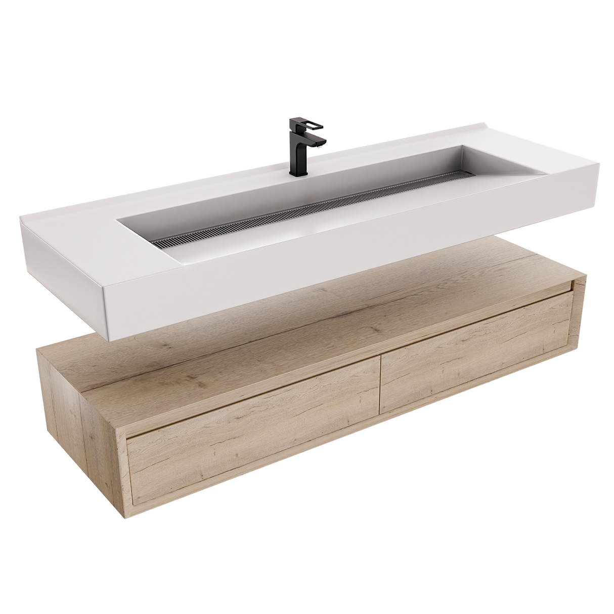 Alysa 60" Floating Bathroom Vanity Set with FLX16 Acrylic Single Sink Top