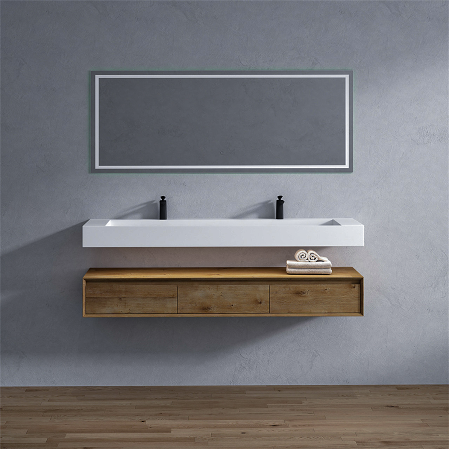 Alysa 72" Floating Bathroom Vanity Set with FLX16 Acrylic Sink/Double Faucet Hole