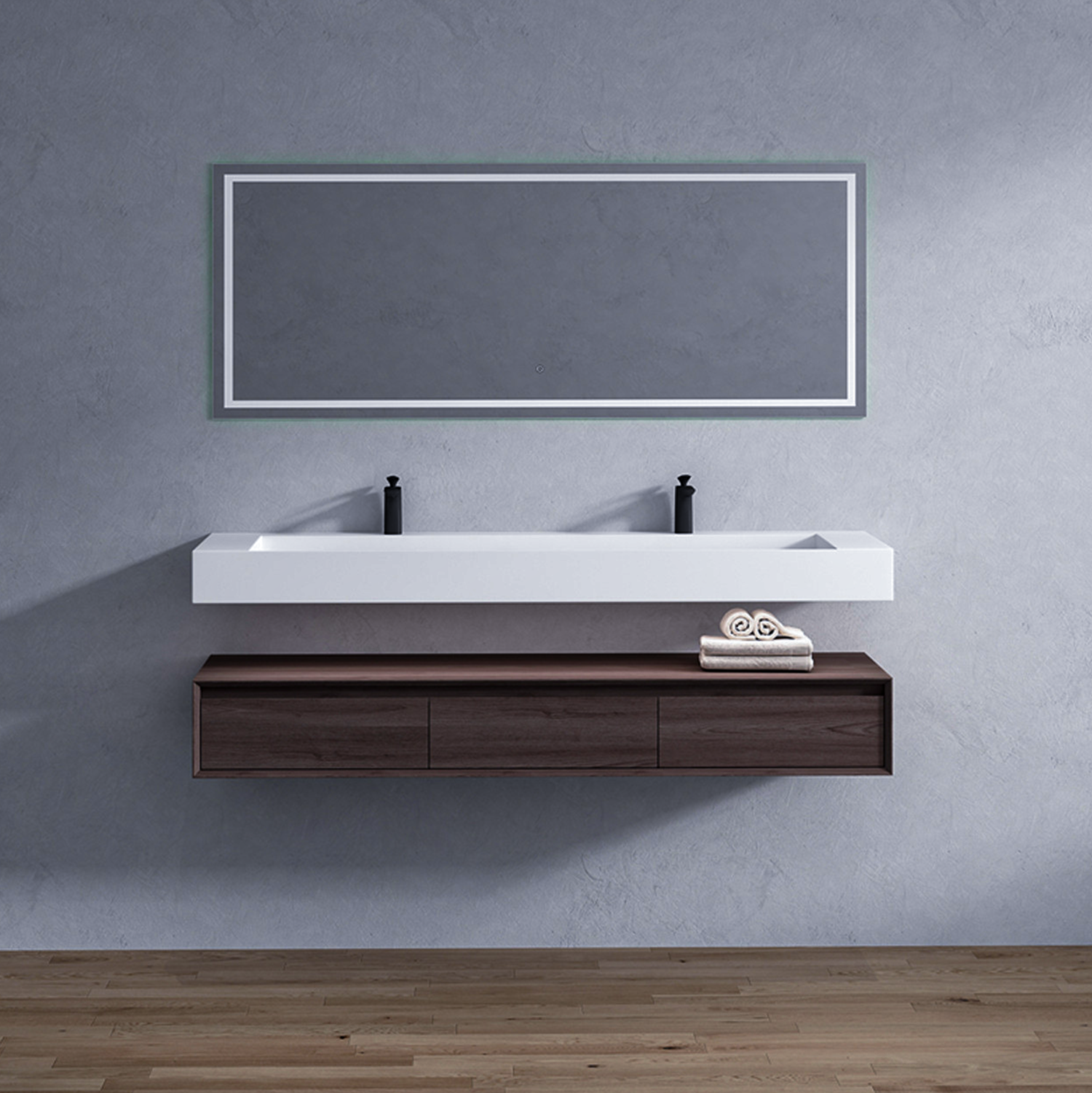 Alysa 72" Floating Bathroom Vanity Set with FLX16 Acrylic Sink/Double Faucet Hole