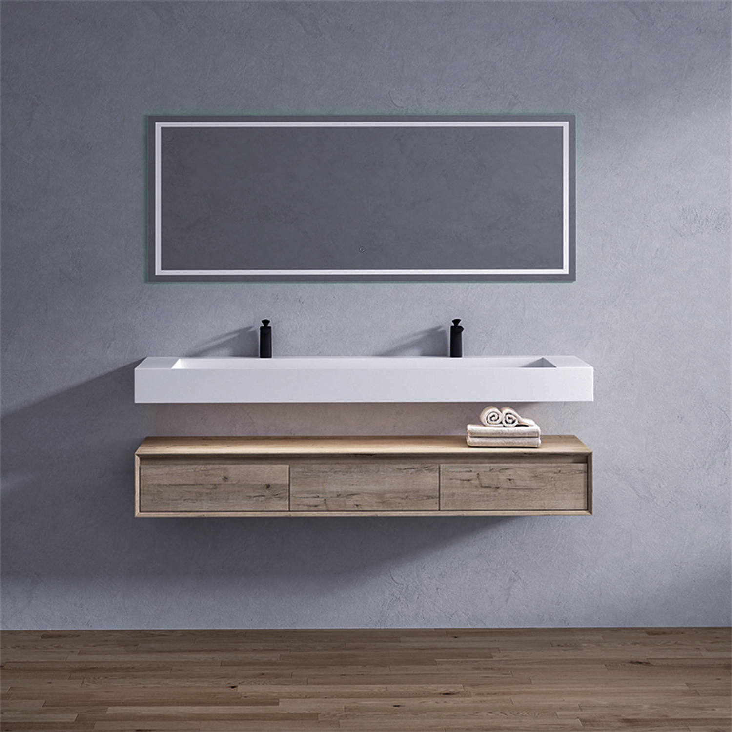 Alysa 72" Floating Bathroom Vanity Set with FLX16 Acrylic Sink/Double Faucet Hole