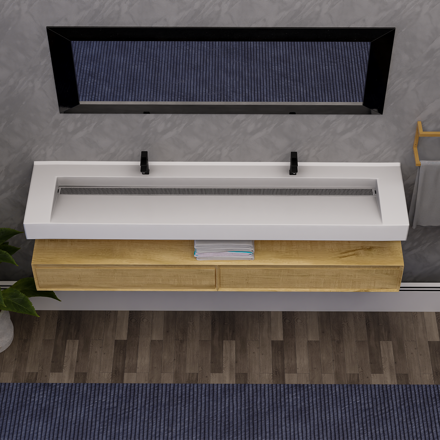 Alysa 84" Floating Bathroom Vanity Set with FLX16 Acrylic Sink & Double Faucet Holes
