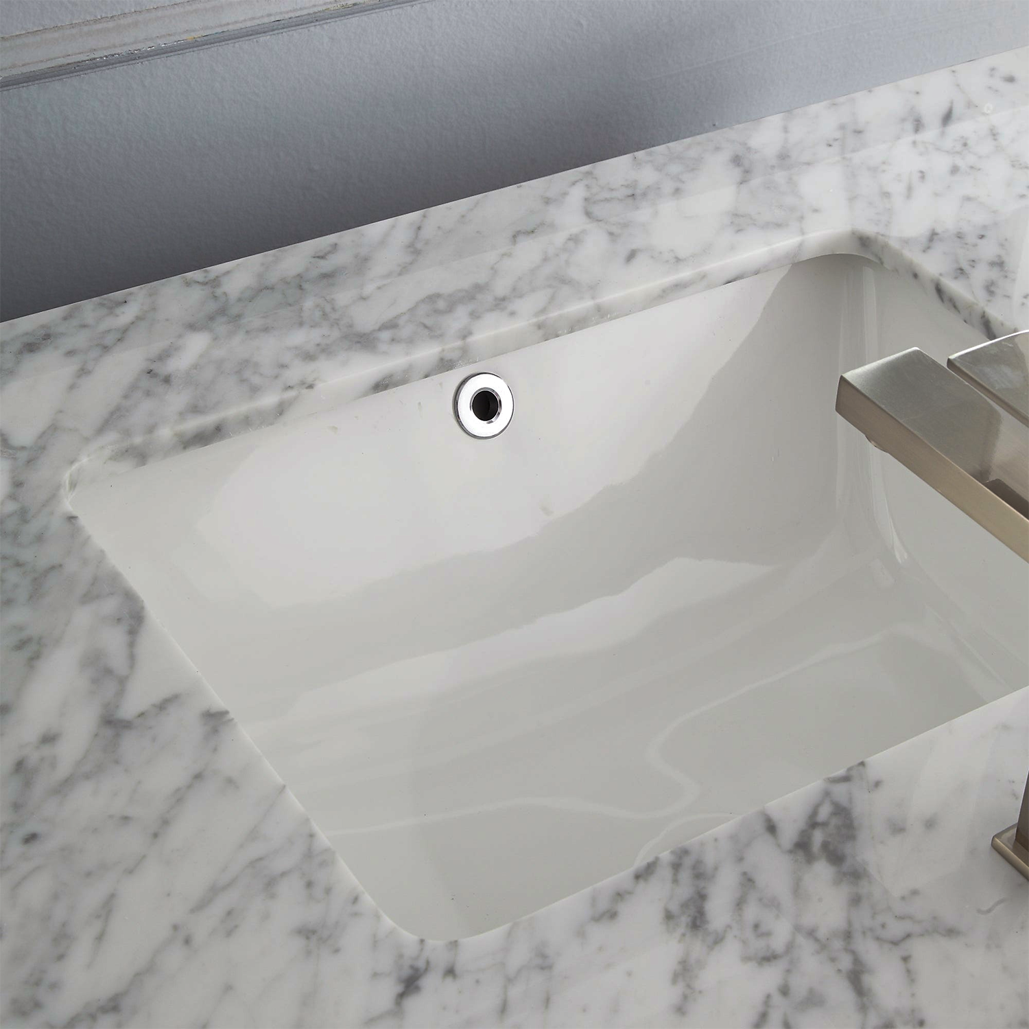 48" Elizabeth Freestanding Solid Wood White Bathroom Vanity with Carrara Natural Marble Sink Top with 4 In. Backsplash
