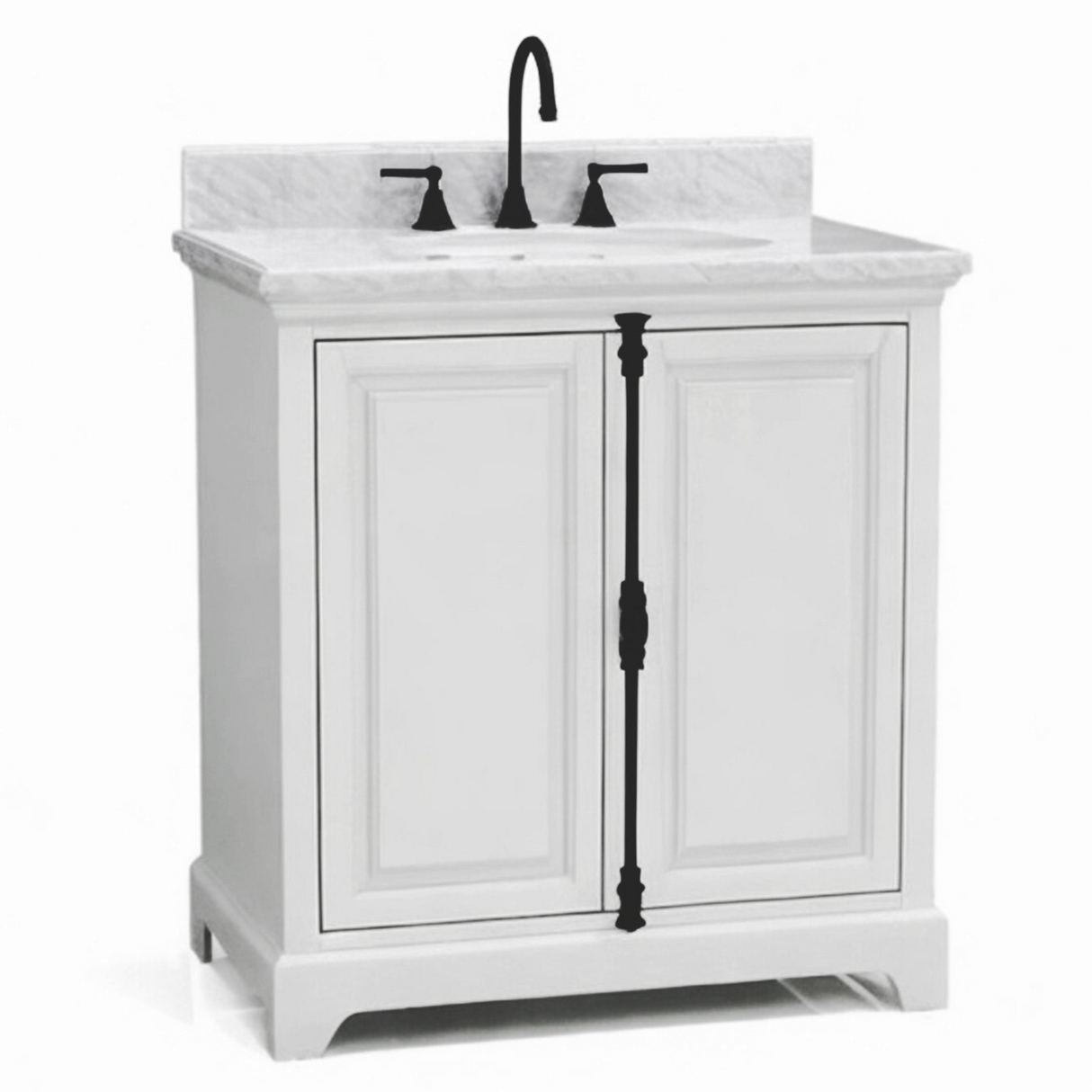 30" Icon Premium Freestanding Solid Wood White Bathroom Vanity with 1 In. Thick Premium Carrara Natural Marble Sink Top with 4 In. Backsplash