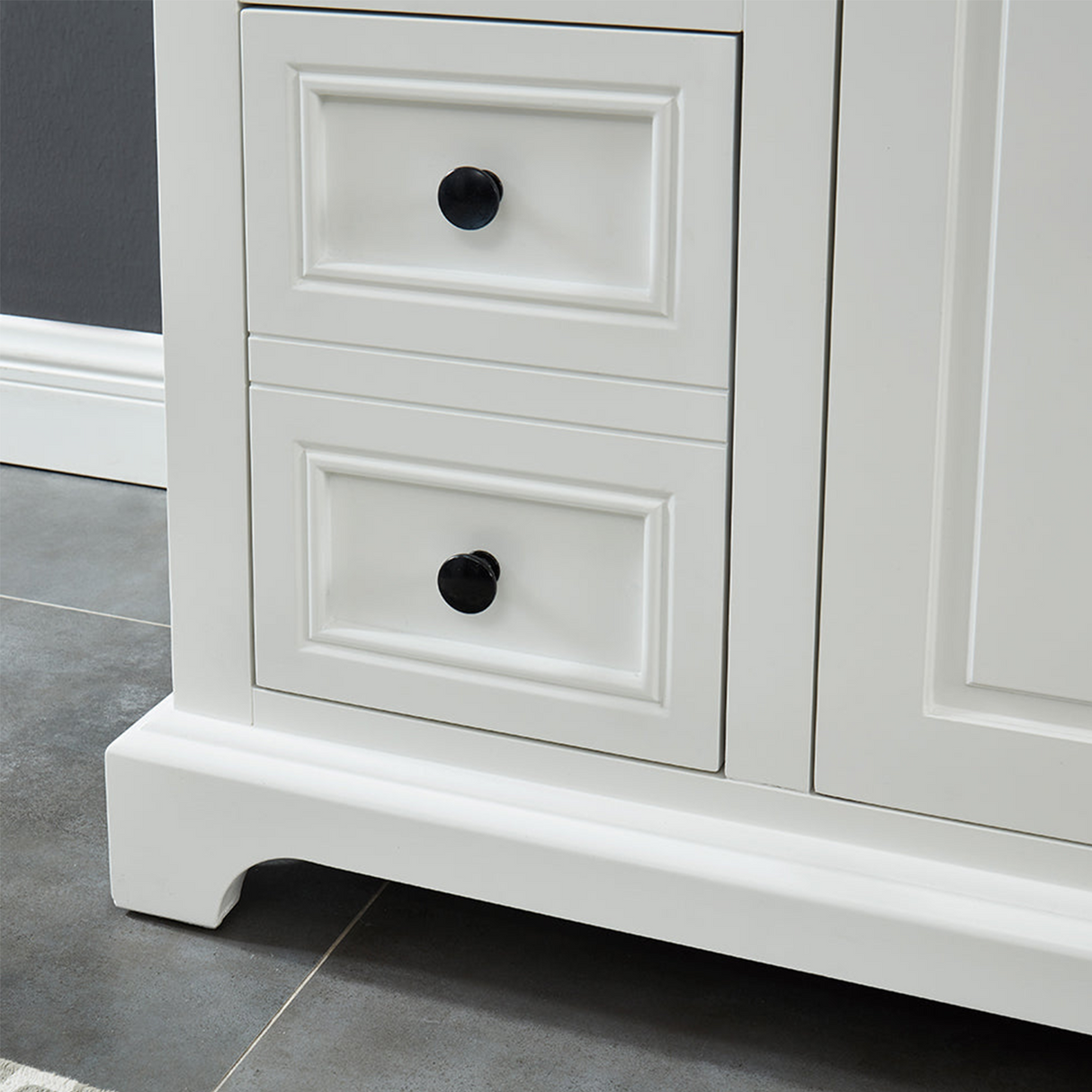 36" Icon Premium Freestanding Solid Wood White Bathroom Vanity with 1 In. Thick Premium Carrara Natural Marble Sink Top with 4 In. Backsplash