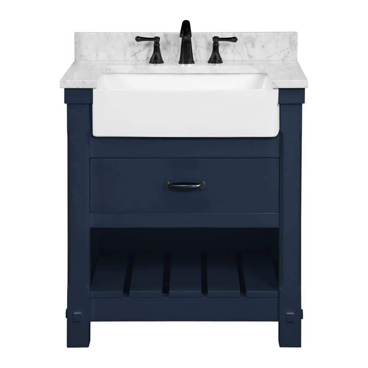 31" Bathroom Vanity in Navy Blue With Sink - Premium Farmington Family