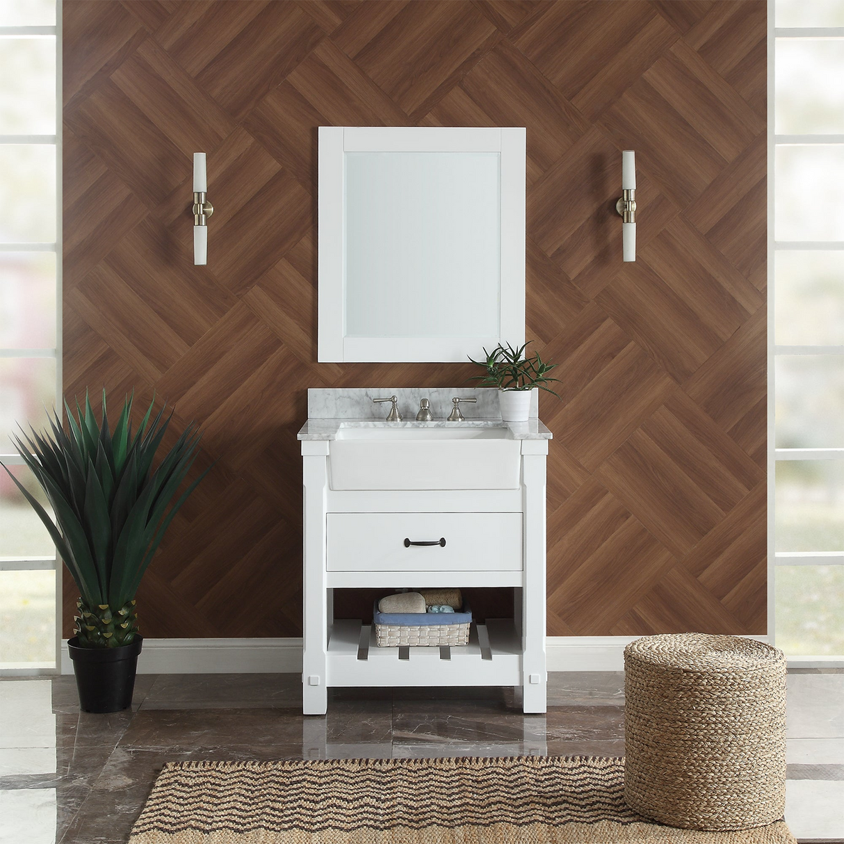 31" Bathroom Vanity in White With Sink - Premium Farmington Family