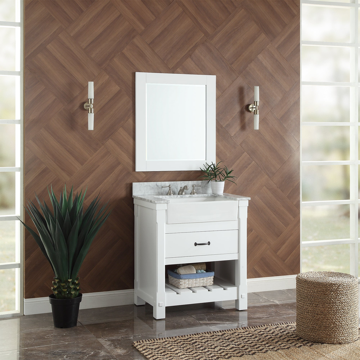 31" Bathroom Vanity in White With Sink - Premium Farmington Family