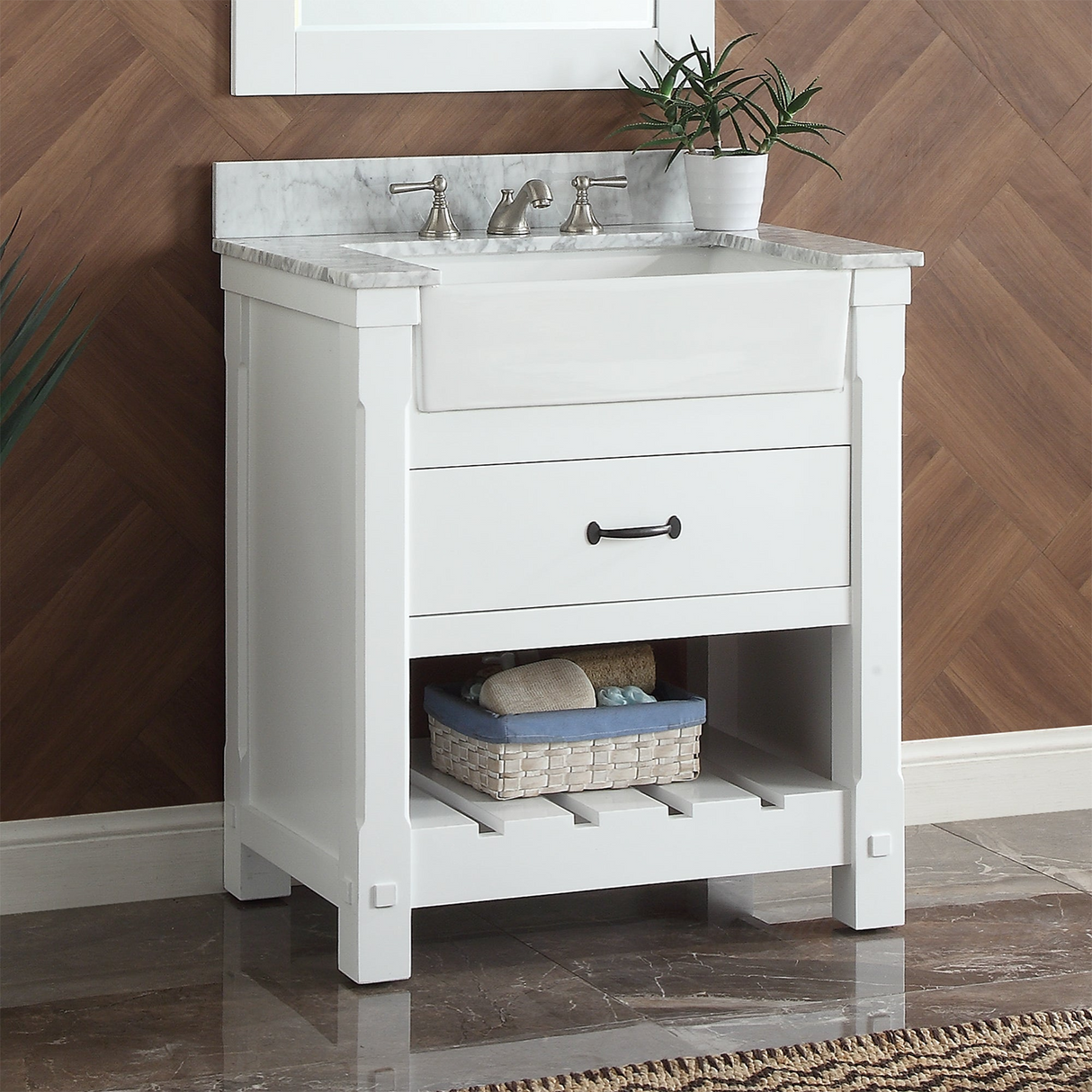 31" Bathroom Vanity in White With Sink - Premium Farmington Family