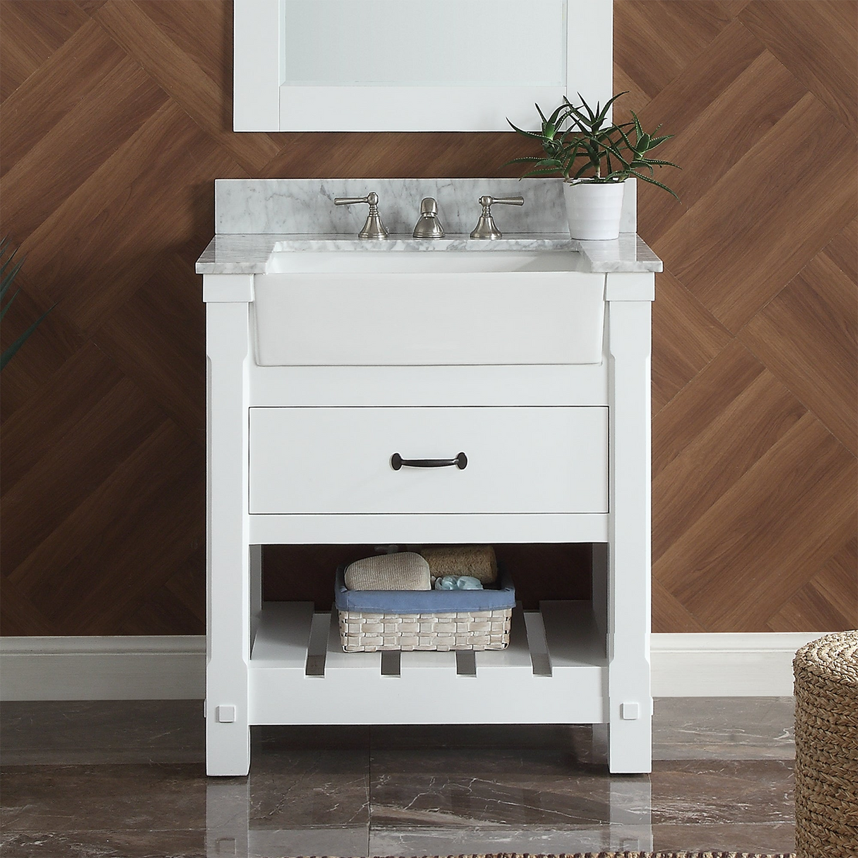 31" Bathroom Vanity in White With Sink - Premium Farmington Family