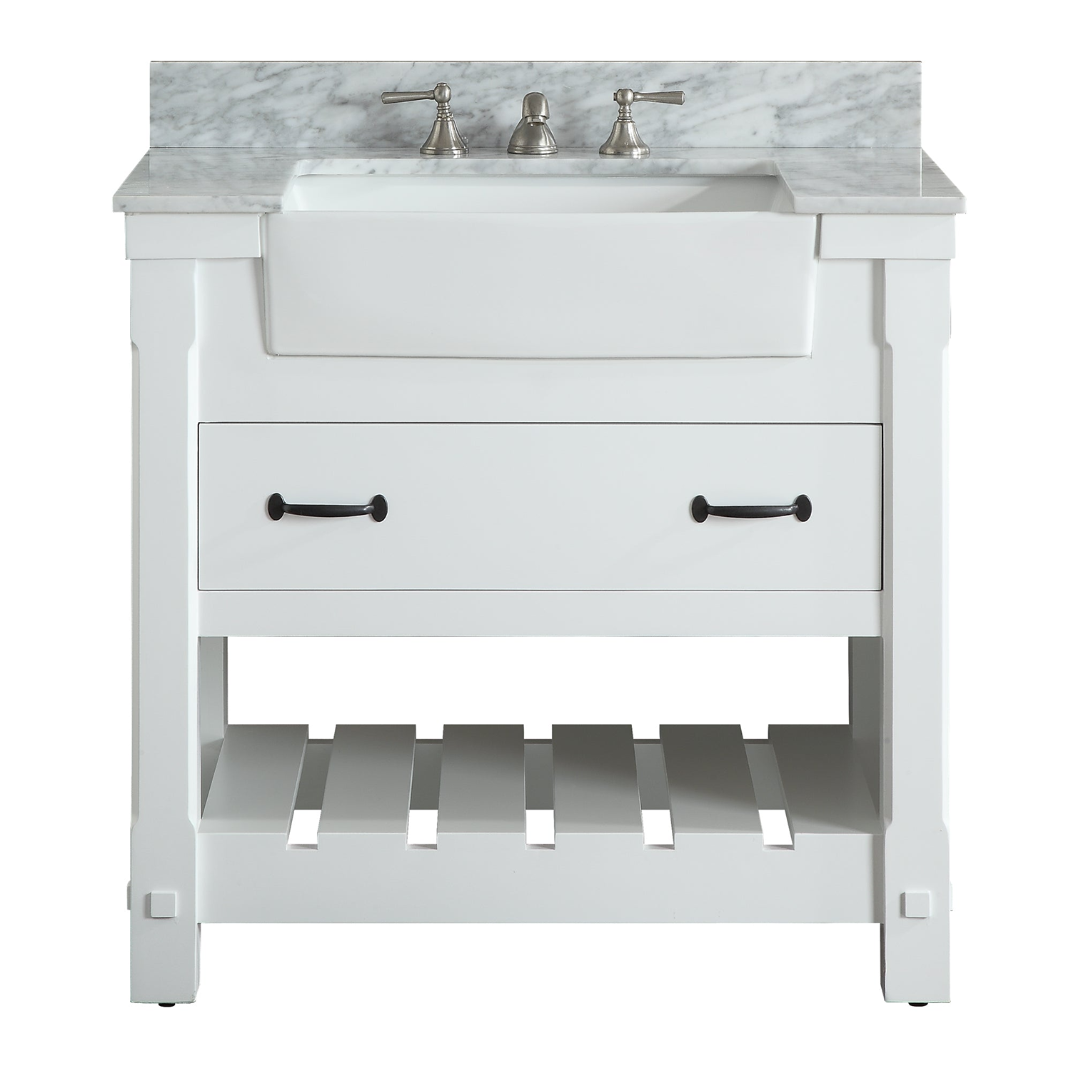 37" Bathroom Vanity in White With Sink - Premium Farmington Family